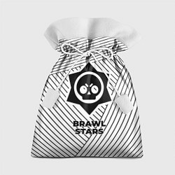 Мешок для подарков Символ Brawl Stars на светлом фоне с полосами, цвет: 3D-принт