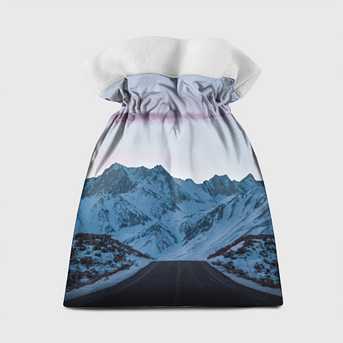 Подарочный мешок Белые зимние горы с дорогой / 3D-принт – фото 2