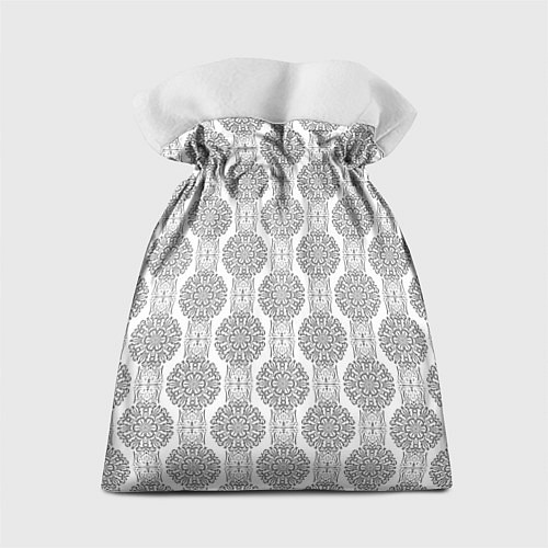 Подарочный мешок Бело -серый дамасский восточный узор / 3D-принт – фото 2