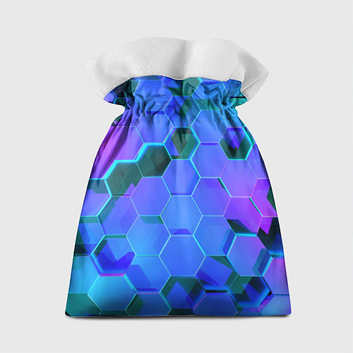 Подарочный мешок Синие неоновые плиты / 3D-принт – фото 2