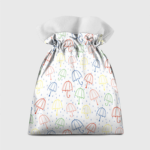 Подарочный мешок Цветные зонтики с каплями дождя / 3D-принт – фото 2