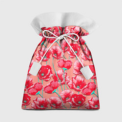 Мешок для подарков Красные маки - паттерн, цвет: 3D-принт