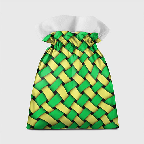 Подарочный мешок Жёлто-зелёная плетёнка - оптическая иллюзия / 3D-принт – фото 2