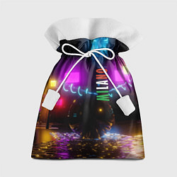 Мешок для подарков Неоновые улицы ночного Милана, цвет: 3D-принт
