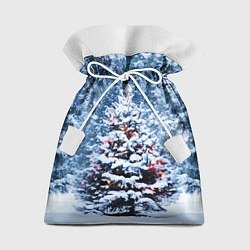 Мешок для подарков Новогодняя ёлка в лесу, цвет: 3D-принт