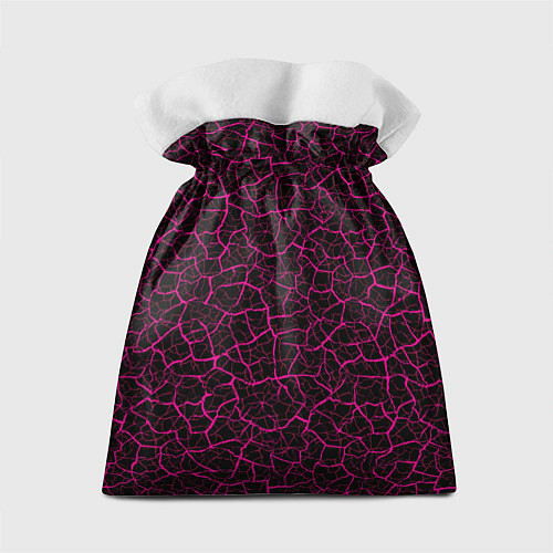 Подарочный мешок Абстрактные розовые узоры в виде трещин на чёрном / 3D-принт – фото 2