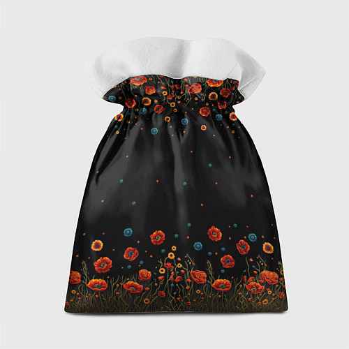 Подарочный мешок Череп украшенный цветущими маками / 3D-принт – фото 2