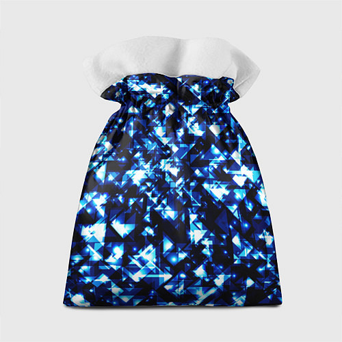 Подарочный мешок Неоновые синие треугольники блестящие / 3D-принт – фото 2