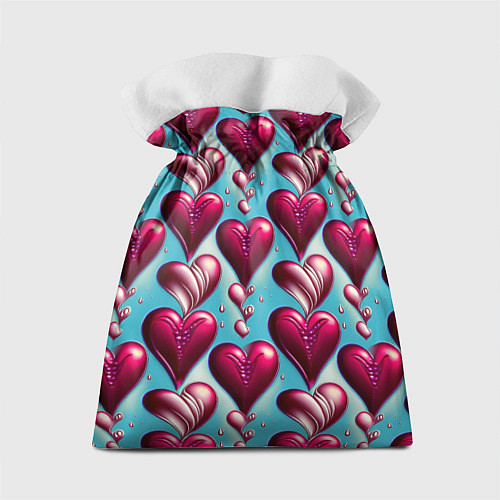 Подарочный мешок Паттерн красные абстрактные сердца / 3D-принт – фото 2