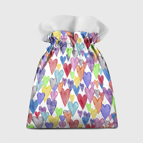 Подарочный мешок Разноцветные сердечки Калейдоскоп / 3D-принт – фото 2