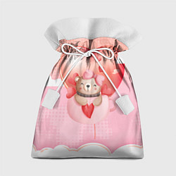 Мешок для подарков Мишка в чашке с сердечком, цвет: 3D-принт