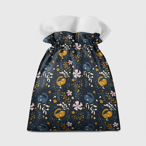 Подарочный мешок Растительный паттерн с котиками / 3D-принт – фото 2