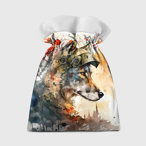 Подарочный мешок Акварельный волк солдат / 3D-принт – фото 2