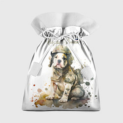 Мешок для подарков Бойцовая пёс в военной форме, цвет: 3D-принт