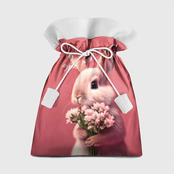 Мешок для подарков Розовый заяц с цветами, цвет: 3D-принт