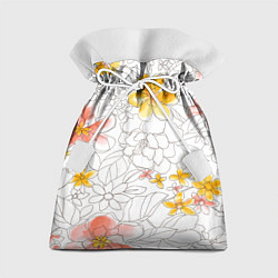 Мешок для подарков Нарисованный цветы - светлый, цвет: 3D-принт