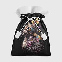 Мешок для подарков Голубоглазый кот в цветах, цвет: 3D-принт