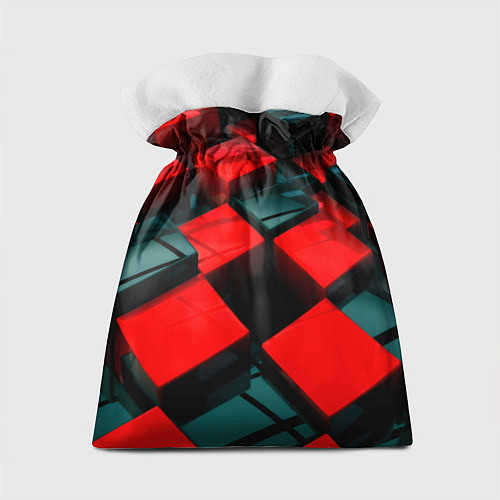Подарочный мешок Кубы геометрии красный и чёрный / 3D-принт – фото 2