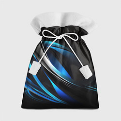 Мешок для подарков Абстрактные синие и белые линии на черном фоне, цвет: 3D-принт