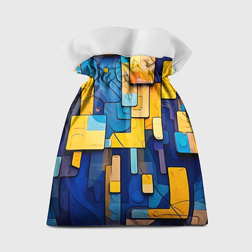 Подарочный мешок Синие и жёлтые фигуры / 3D-принт – фото 2