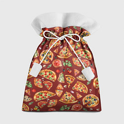 Мешок для подарков Кусочки пиццы ассорти - акварельный паттерн, цвет: 3D-принт