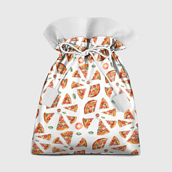 Мешок для подарков Кусочки пиццы - паттерн на белом, цвет: 3D-принт
