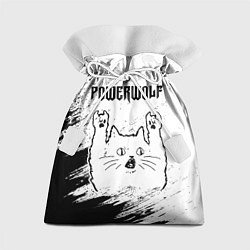 Мешок для подарков Powerwolf рок кот на светлом фоне, цвет: 3D-принт