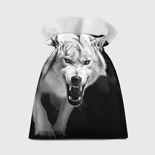 Подарочный мешок Агрессивный белый волк / 3D-принт – фото 2