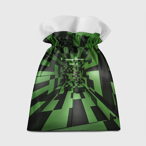 Подарочный мешок Чёрно-зелёный геометрический коридор / 3D-принт – фото 2