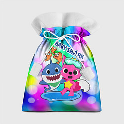 Мешок для подарков Baby Shark in bubbles, цвет: 3D-принт