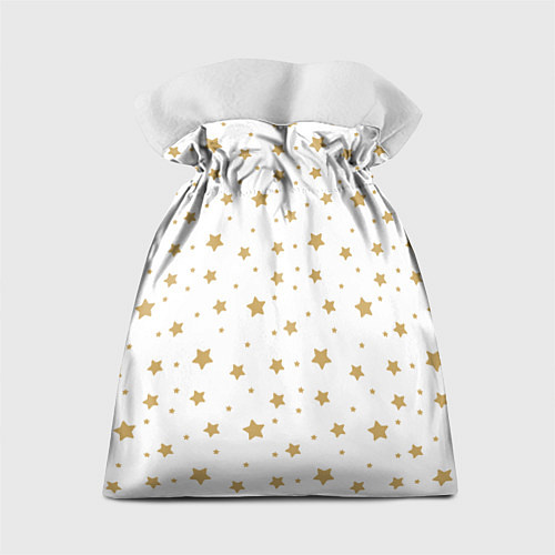 Подарочный мешок Бежевые звездочки на белом фоне / 3D-принт – фото 2