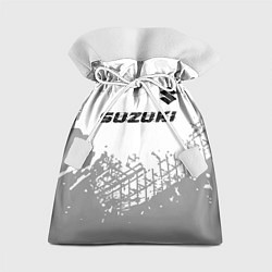 Мешок для подарков Suzuki speed на светлом фоне со следами шин: симво, цвет: 3D-принт
