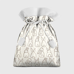 Мешок для подарков Хвостики зайчиков - паттерн на молочном, цвет: 3D-принт