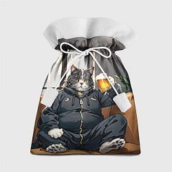 Мешок для подарков Толстый кот со стаканом пива, цвет: 3D-принт