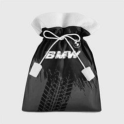 Мешок для подарков BMW speed на темном фоне со следами шин: символ св, цвет: 3D-принт