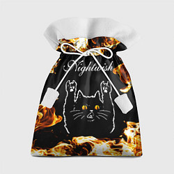 Мешок для подарков Nightwish рок кот и огонь, цвет: 3D-принт