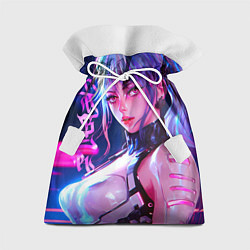 Мешок для подарков Кибер-девушка неон аниме, цвет: 3D-принт