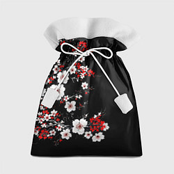 Мешок для подарков Белая и красная сакура - цветение, цвет: 3D-принт