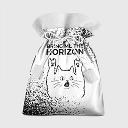 Мешок для подарков Bring Me the Horizon рок кот на светлом фоне, цвет: 3D-принт