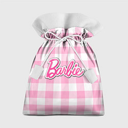 Мешок для подарков Барби лого розовая клетка, цвет: 3D-принт