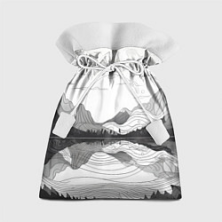 Мешок для подарков Минималистичный пейзаж чб, цвет: 3D-принт