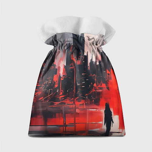 Подарочный мешок Нарисованный город с силуэтом человека / 3D-принт – фото 2