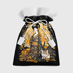 Мешок для подарков Японская гейша с кошкой, цвет: 3D-принт