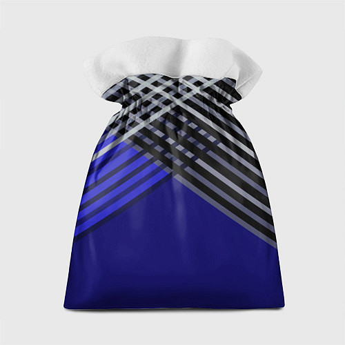 Подарочный мешок Белые и серые полосы на синем фоне / 3D-принт – фото 2
