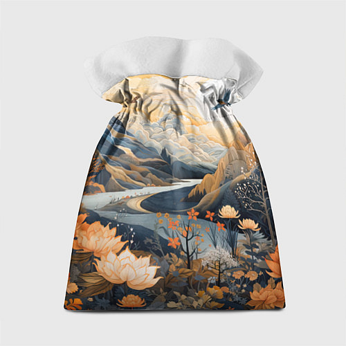 Подарочный мешок Солнечное утро в цветущих горах / 3D-принт – фото 2