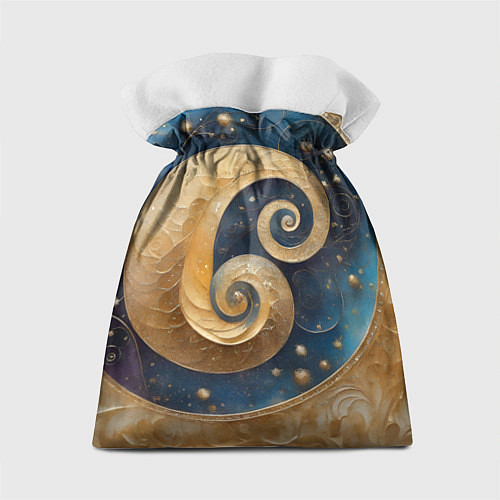 Подарочный мешок Синий золотой декоративный орнамент / 3D-принт – фото 2