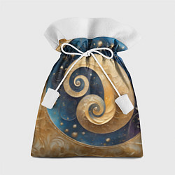 Мешок для подарков Синий золотой декоративный орнамент, цвет: 3D-принт