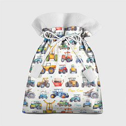 Мешок для подарков Акварельные тракторы - детский паттерн, цвет: 3D-принт