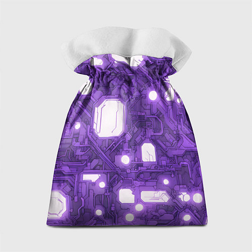 Подарочный мешок Фиолетовые кибернетические схемы неон / 3D-принт – фото 2