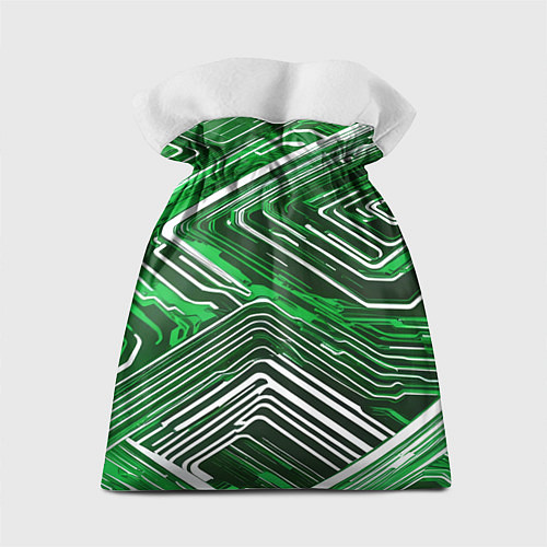 Подарочный мешок Кибер линии Зелёный-белый / 3D-принт – фото 2